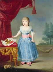 Girl in a Blue Dress by a Table of Sweetmeats